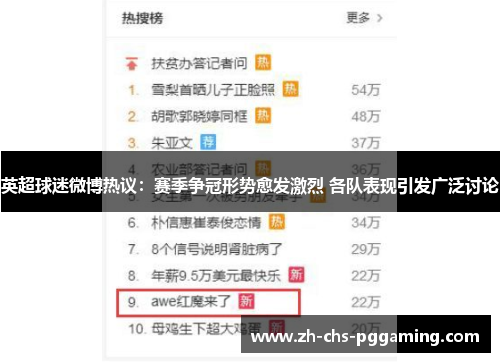 英超球迷微博热议：赛季争冠形势愈发激烈 各队表现引发广泛讨论